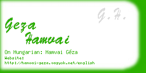 geza hamvai business card