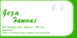 geza hamvai business card